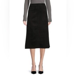 MAX STUDIO Faux Suede A-Line Midi Skirt NWT
